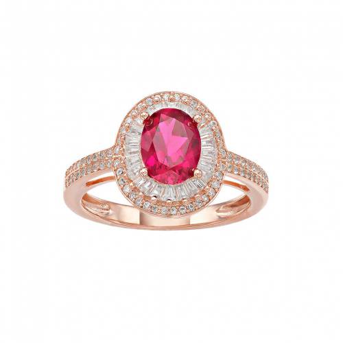 ローズ ゴールド ダイヤモンド & T.W. 【 UNBRANDED 14K ROSE GOLD RUBY 1/2 CARAT DIAMOND HALO RING / 14K ROSE 】 ジュエリー アクセサリー レディースジュエリー 指輪 リング