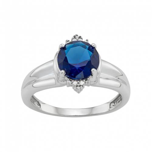 銀色 シルバー ダイヤモンド & 【 JEWELEXCESS STERLING SILVER LAB-CREATED SAPPHIRE DIAMOND ACCENT RING / 】 ジュエリー アクセサリー レディースジュエリー 指輪 リング