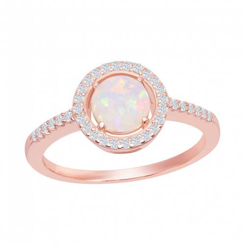 銀色 シルバー 白色 ホワイト ローズ 【 UNBRANDED STERLING SILVER ROUND WHITE OPAL WITH CUBIC ZIRCONIA RING / ROSE TONE 】 ジュエリー アクセサリー レディースジュエリー 指輪 リング