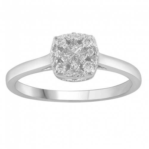 白色 ホワイト ゴールド ダイヤモンド T.W. 【 UNBRANDED 10K WHITE GOLD 1/4 CARAT DIAMOND CUSHION RING / 10K WHGOLD 】 ジュエリー アクセサリー レディースジュエリー 指輪 リング