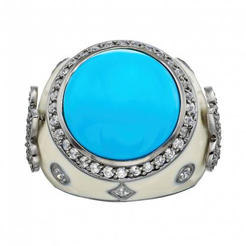 黒色 ブラック 銀色 シルバー 青色 ブルー & 【 SOPHIE MILLER SIMULATED TURQUOISE CUBIC ZIRCONIA BLACK RHODIUM-PLATED STERLING SILVER FLEUR DE LIS RING / BLUE 】 ジュエリー アクセサリー レディースジュエリー 指輪 リ