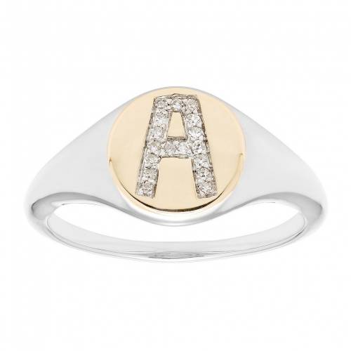 ゴールド 銀色 シルバー ダイヤモンド IT'S 【 IT'S PERSONAL 14K GOLD OVER STERLING SILVER DIAMOND ACCENT INITIAL SIGNET RING / 】 ジュエリー アクセサリー レディースジュエリー 指輪 リング