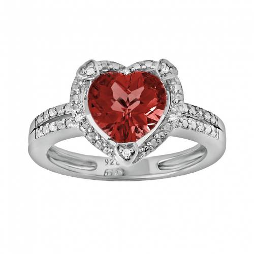 銀色 シルバー ダイヤモンド 【 GEMMINDED STERLING SILVER GARNET AND DIAMOND ACCENT HEART FRAME RING / 】 ジュエリー アクセサリー レディースジュエリー 指輪 リング