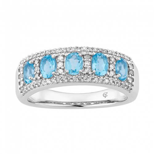 白色 ホワイト ゴールド 青色 ブルー ダイヤモンド & T.W. 【 UNBRANDED 10K WHITE GOLD SWISS BLUE TOPAZ 1/4 CARAT DIAMOND 5-STONE RING / 10K WHGOLD 】 ジュエリー アクセサリー レディースジュエリー 指輪 リング|スニケス