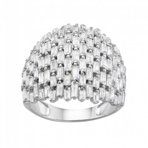 銀色 シルバー 【 DESIGNS BY GIOELLI STERLING SILVER CUBIC ZIRCONIA BAGUETTE DOME RING / 】 ジュエリー アクセサリー レディースジュエリー 指輪 リング