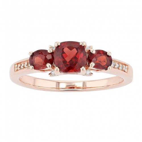 ローズ ゴールド 銀色 シルバー ダイヤモンド & 【 GEMMINDED 18K ROSE GOLD OVER SILVER GARNET DIAMOND ACCENT 3-STONE RING / ROSE TONE 】 ジュエリー アクセサリー レディースジュエリー 指輪 リング