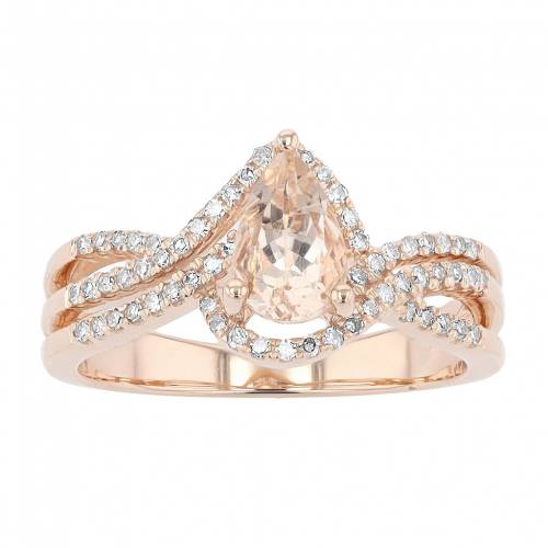 ローズ ゴールド ダイヤモンド & T.W. 【 GEMMINDED 10K ROSE GOLD MORGANITE 1/4 CARAT DIAMOND TEARDROP RING / 10K ROSE GOLD 】 ジュエリー アクセサリー レディースジュエリー 指輪 リング