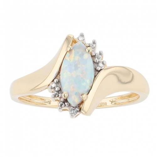 ゴールド 白色 ホワイト ダイヤモンド & 【 GEMMINDED 10K GOLD LAB-CREATED WHITE OPAL DIAMOND ACCENT BYPASS RING / 10K GOLD 】 ジュエリー アクセサリー レディースジュエリー 指輪 リング