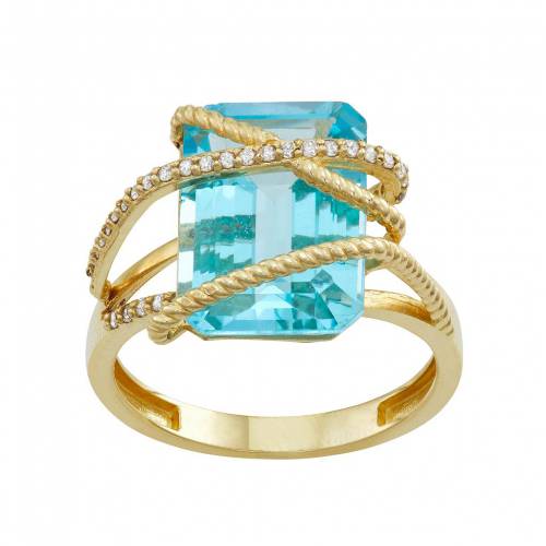 ゴールド ダイヤモンド 青色 ブルー T.W. & 【 TIARA 10K GOLD 1/6 CARAT DIAMOND BLUE TOPAZ RING / 10K GOLD 】 ジュエリー アクセサリー レディースジュエリー 指輪 リング|スニケス