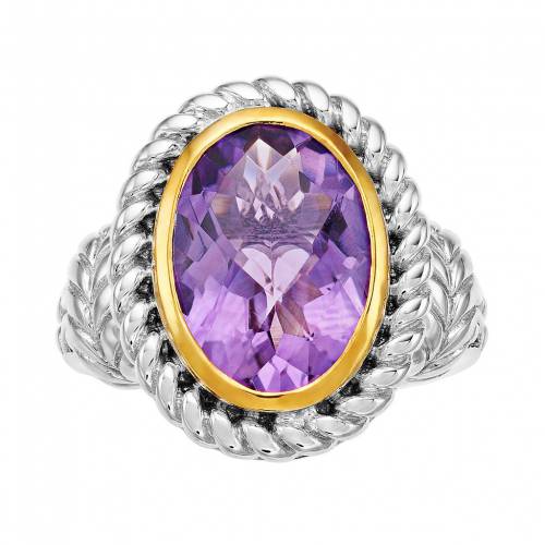 銀色 シルバー ゴールド & 【 UNBRANDED STERLING SILVER GOLD TONE OVAL AMETHYST RING / TWO TONE 】 ジュエリー アクセサリー レディースジュエリー 指輪 リング