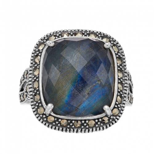 銀色 シルバー & 【 LAVISH BY TJM STERLING SILVER CRYSTAL LABRADORITE DOUBLET MARCASITE RING / 】 ジュエリー アクセサリー レディースジュエリー 指輪 リング