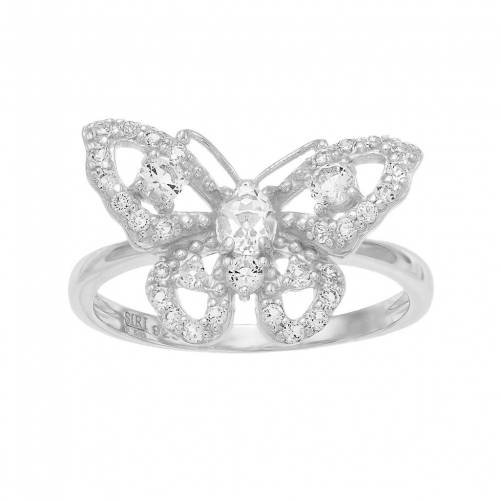 銀色 シルバー 白色 ホワイト 【 SIRI USA BY TJM STERLING SILVER WHITE TOPAZ FILIGREE BUTTERFLY RING / 】 ジュエリー アクセサリー レディースジュエリー 指輪 リング
