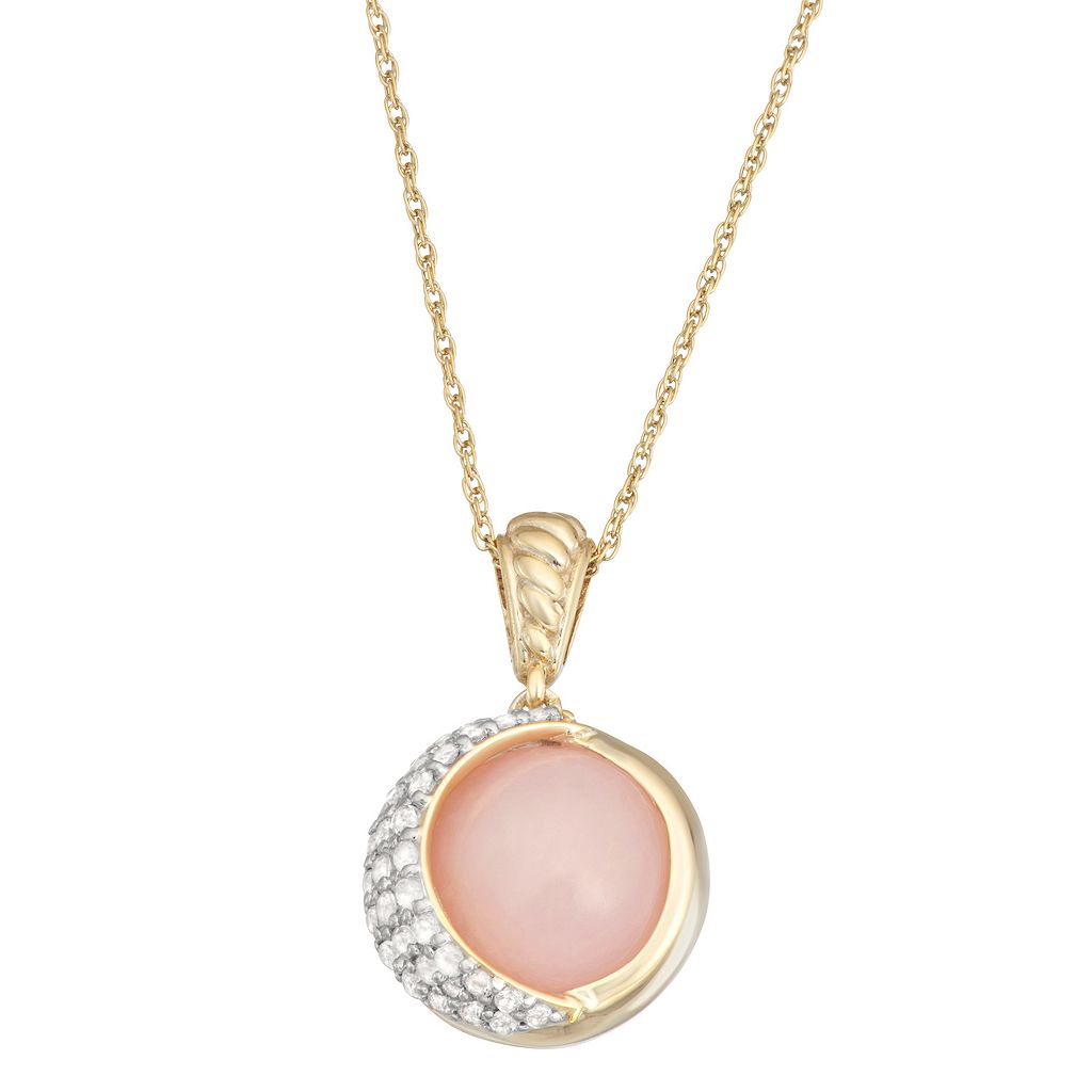 ピンク 白色 ホワイト ゴールド 銀色 シルバー ネックレス & 【 JEWELEXCESS PINK OPAL WHITE TOPAZ 14K GOLD OVER SILVER PENDANT NECKLACE / 14K GOLD PLATED 】 ジュエリー アクセサリー レディースジュエリー ペンダ 35,555円