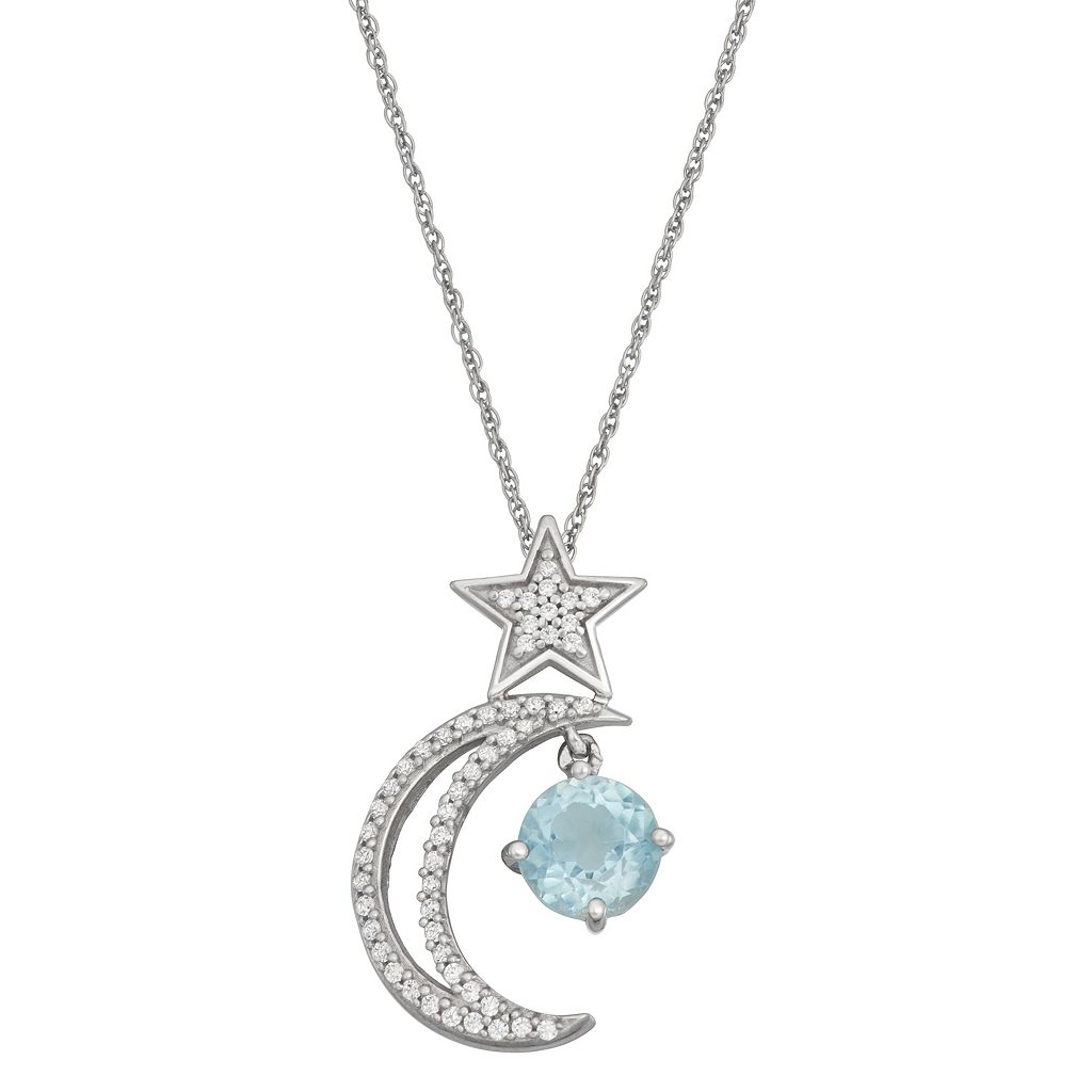 スカイ 青色 ブルー 白色 ホワイト 銀色 シルバー ネックレス & 【 JEWELEXCESS SKY BLUE TOPAZ LAB-CREATED WHITE SAPPHIRE STERLING SILVER STAR MOON PENDANT NECKLACE / 】 ジュエリー アクセサリー レディースジュエリ|スニケス