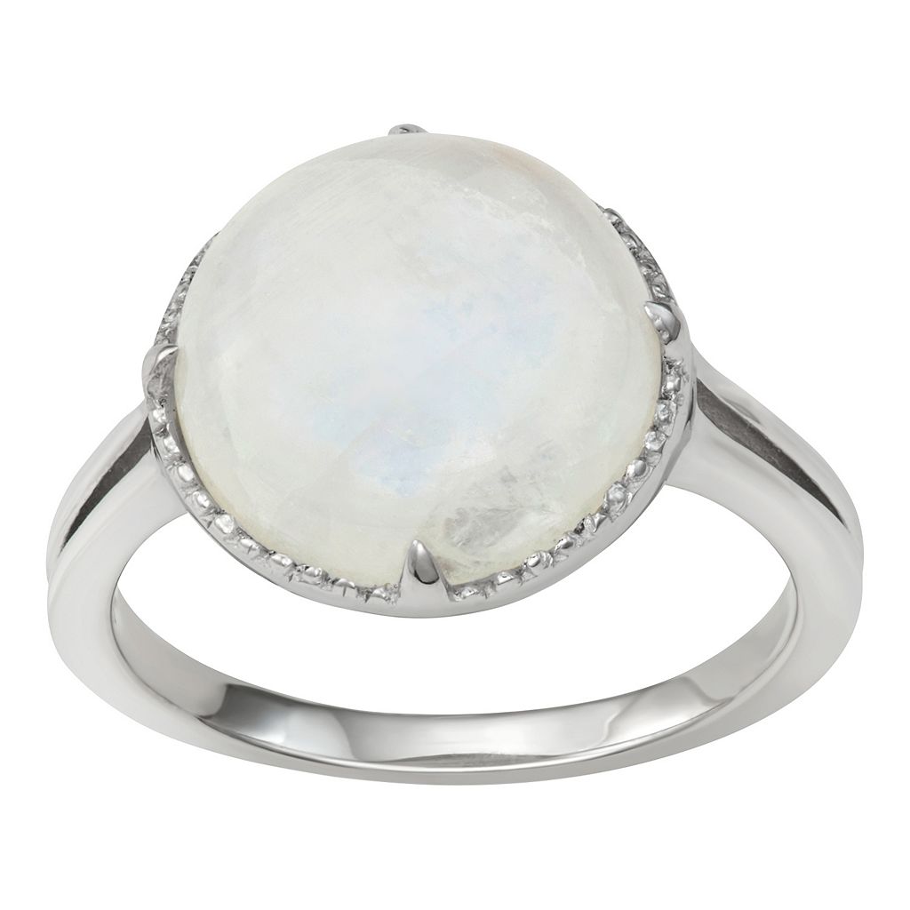 銀色 シルバー 【 JEWELEXCESS STERLING SILVER MOONSTONE CABOCHON RING / 】 ジュエリー アクセサリー レディースジュエリー 指輪 リング