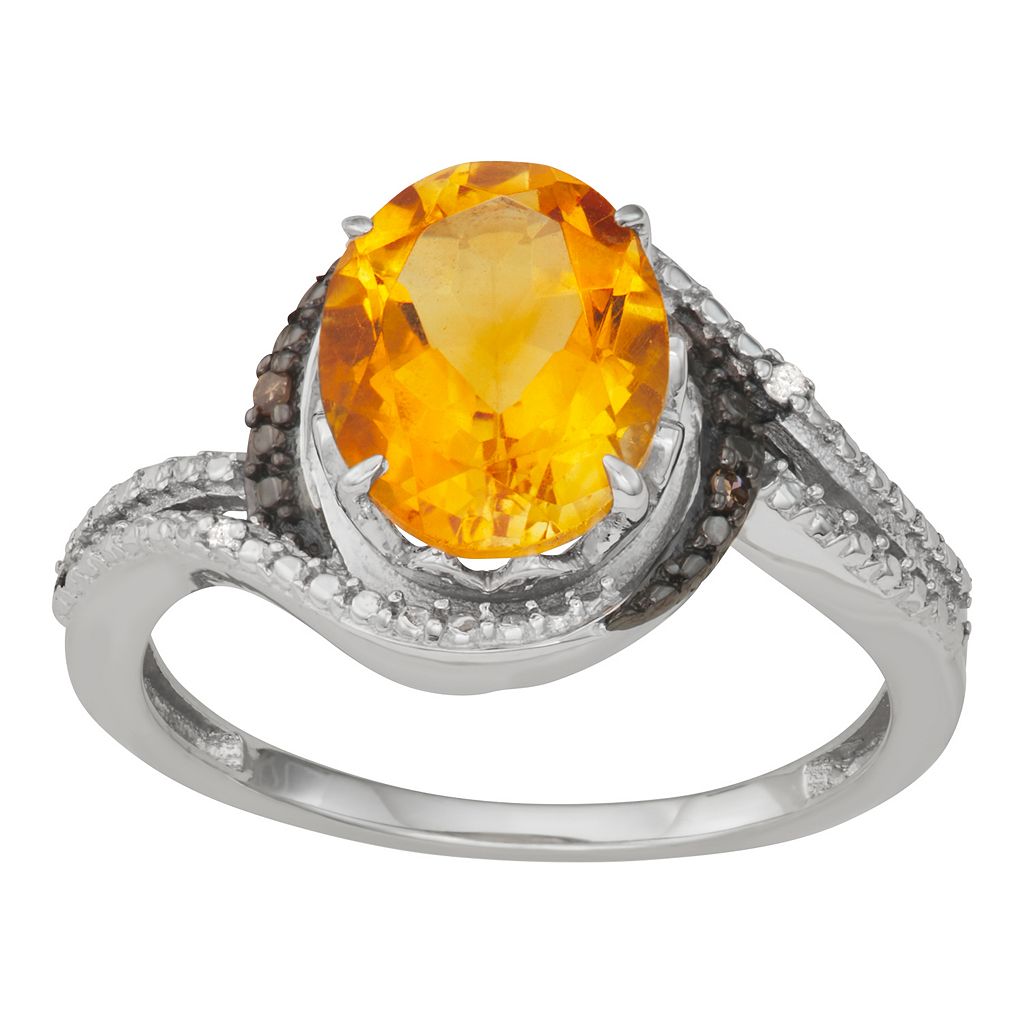 銀色 シルバー 白色 ホワイト ダイヤモンド & 【 JEWELEXCESS STERLING SILVER CITRINE CHAMPAGNE WHITE DIAMOND ACCENT RING / 】 ジュエリー アクセサリー レディースジュエリー 指輪 リング｜スニケス