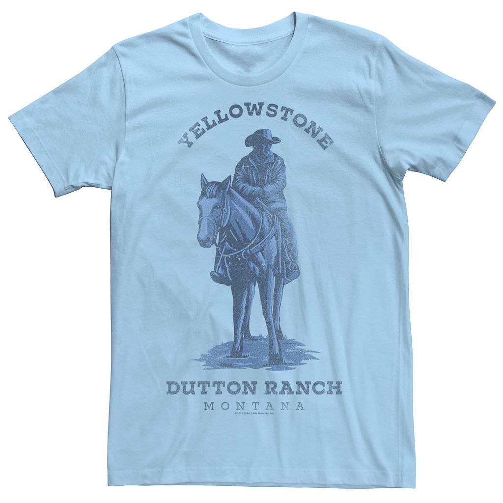 キャラクター モンタナ ロゴ Tシャツ 青色 ブルー 【 LICENSED CHARACTER YELLOWSTONE DUTTON RANCH MONTANA JOHN LOGO TEE / LIGHT BLUE 】 メンズファッション トップス カットソー｜スニケス