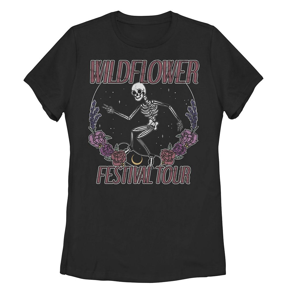 【★百貨店SALE★6/11夜夜中2時迄】文字記号 プルオーバー 黒いこと 黒いこと 【 LICENSED CHARACTER WILDFLOWER FESTIVAL TOUR DANCING SKELETON POSTER TEE / BLACK 】 キッズ もの言う花 マタニティ トップス カットソー