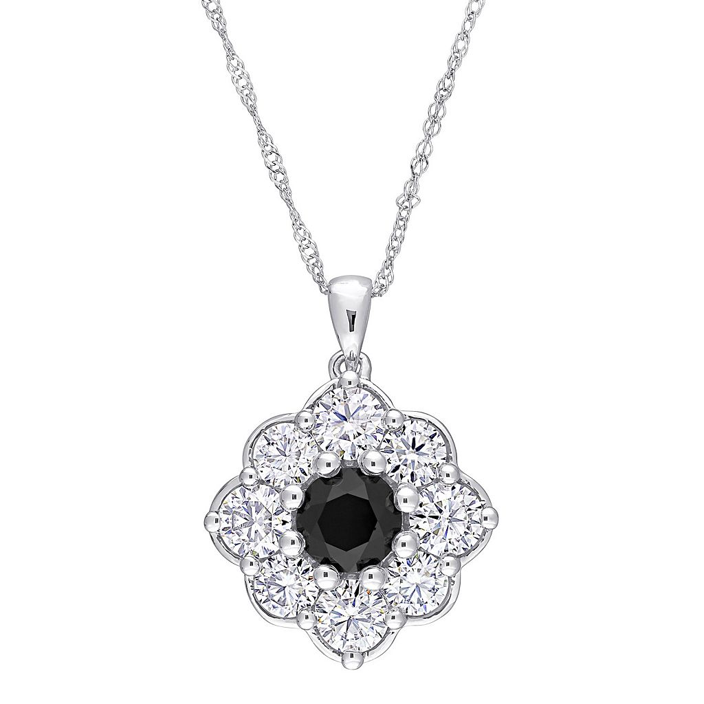 白色 ホワイト ゴールド 黒色 ブラック ダイヤモンド ネックレス T.W. & 【 STELLA GRACE 10K WHITE GOLD 1 1/2 CARAT LAB-CREATED MOISSANITE BLACK DIAMOND FLORAL PENDANT NECKLACE / 10K WHITE GOLD 】 ジュエリー アクセサリー｜スニケス