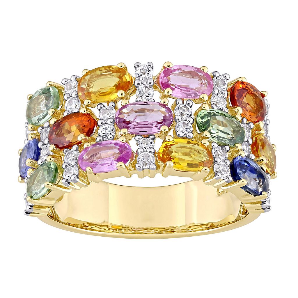 ゴールド 【 STELLA GRACE 14K GOLD MULTI-COLOR SAPPHIRE TRIPLE-ROW RING / 14K GOLD 】 ジュエリー アクセサリー レディースジュエリー 指輪 リング|スニケス