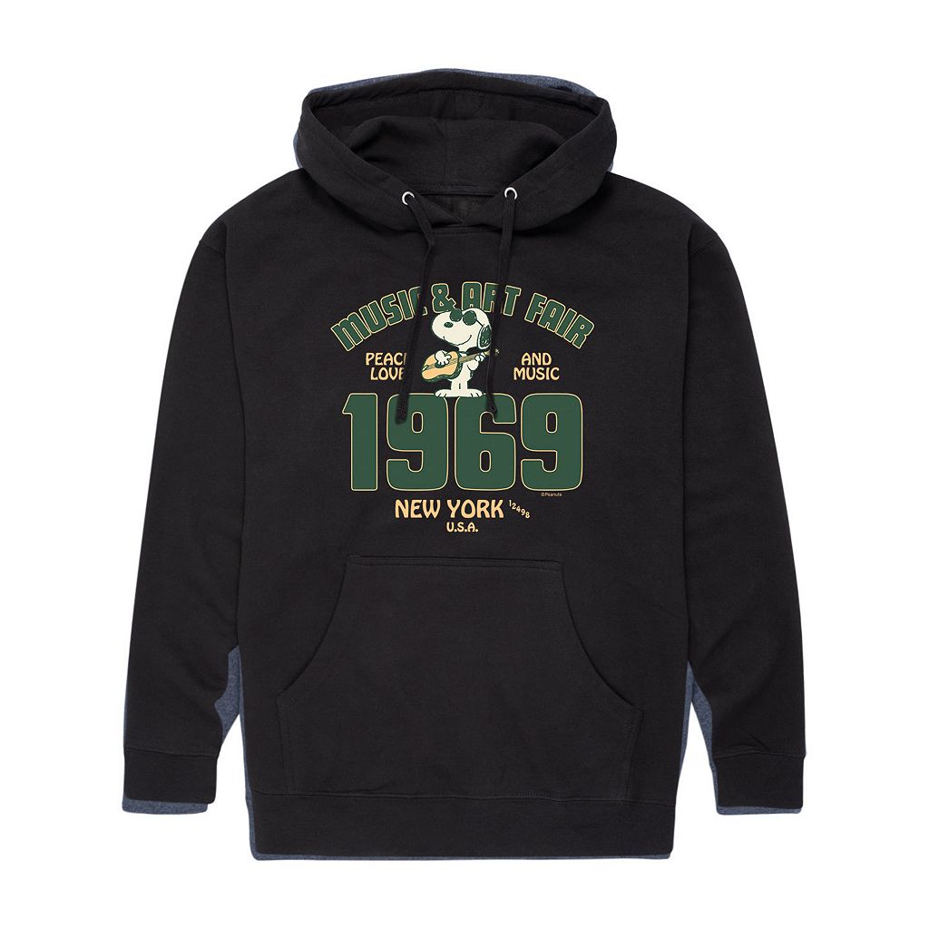 キャラクター アート フーディー パーカー 黒色 ブラック 【 LICENSED CHARACTER PEANUTS MUSIC ART FAIR 1969 HOODIE / BLACK 】 メンズファッション トップス スウェット トレーナー｜スニケス