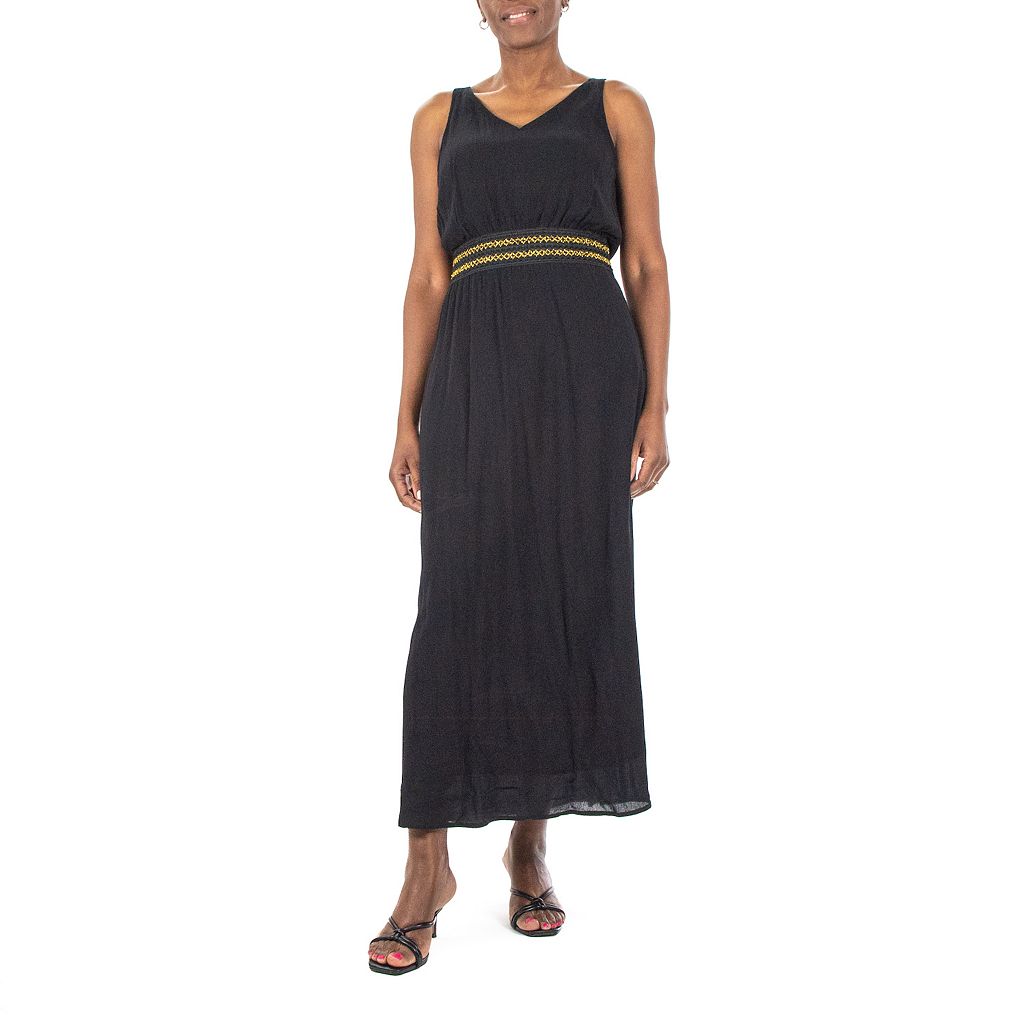 ドレス マキシドレス 【 NINA LEONARD EMBROIDERED WAIST GAUZE MAXI DRESS / 】 レディースファッション