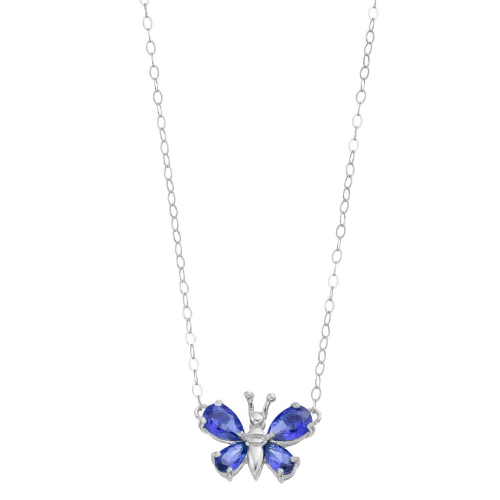 銀色 シルバー ネックレス 【 ALEURE PRECIOSO STERLING SILVER LAB-CREATED GEMSTONE BUTTERFLY NECKLACE / 】 ジュエリー アクセサリー レディースジュエリー ペンダント 17,250円