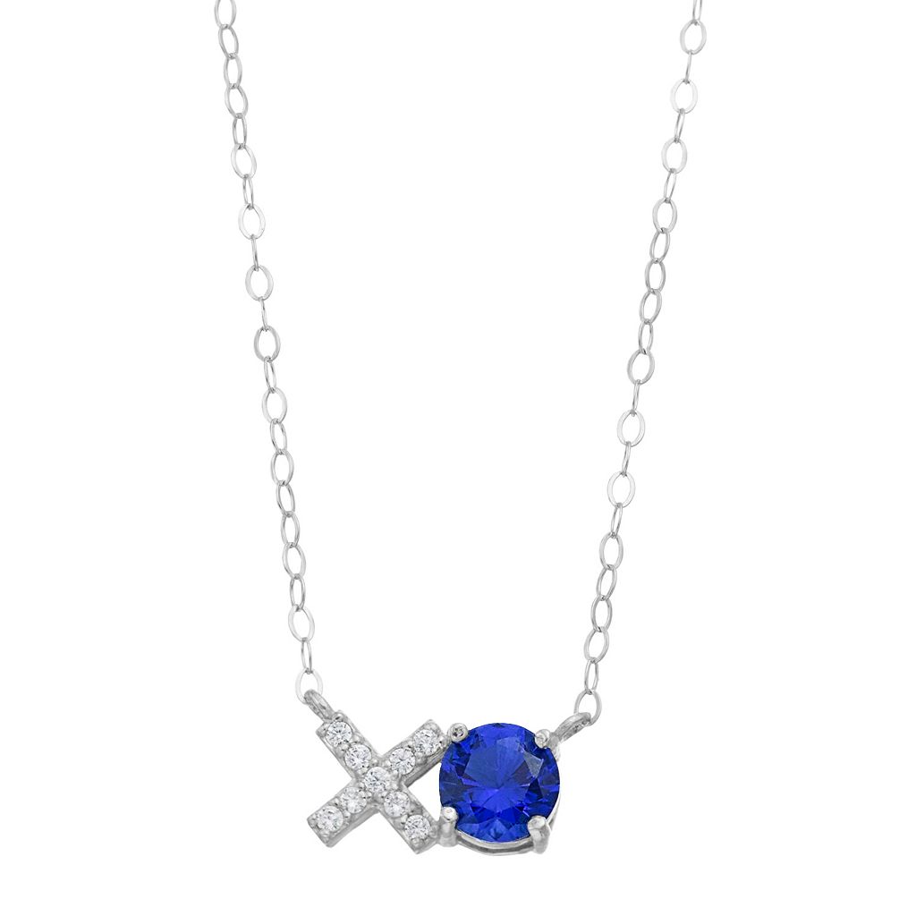 銀色 シルバー ネックレス & XO" 【 ALEURE PRECIOSO STERLING SILVER LAB-CREATED GEMSTONE CUBIC ZIRCONIA NECKLACE / 】 ジュエリー アクセサリー レディースジュエリー ペンダント