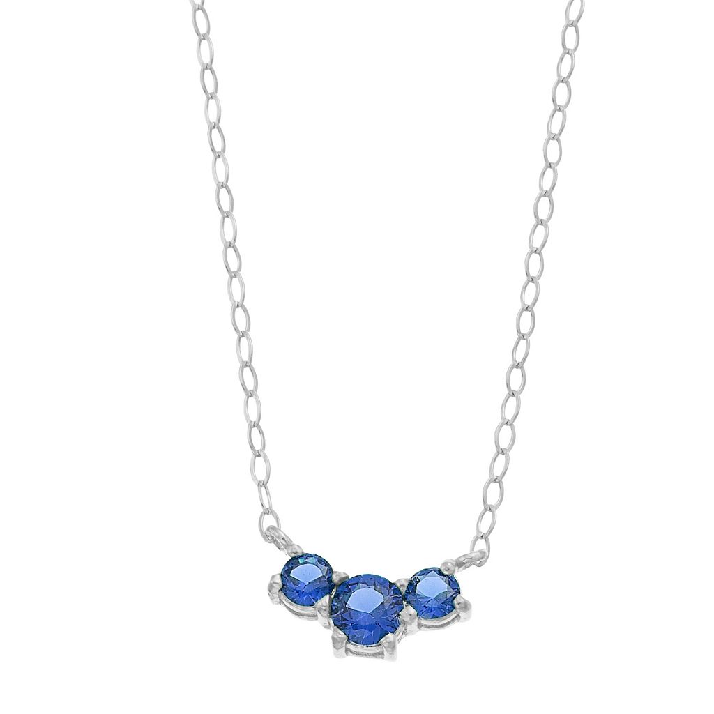 銀色 シルバー ネックレス 【 ALEURE PRECIOSO STERLING SILVER LAB-CREATED GEMSTONE 3-STONE NECKLACE / 】 ジュエリー アクセサリー レディースジュエリー ペンダント