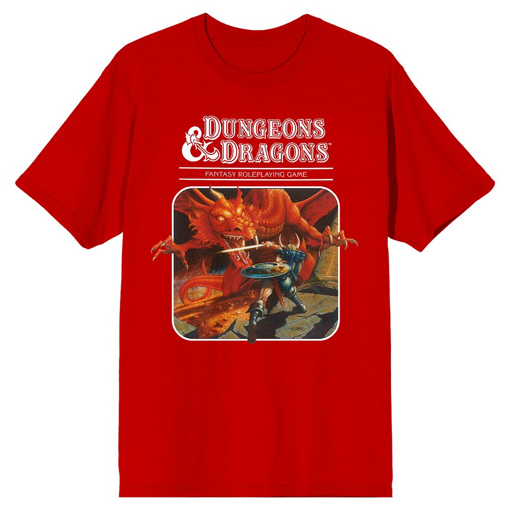 文字記号 ティーシャツ 赤 赤いこと \u0026 【 LICENSED CHARACTER DUNGEONS DRAGONS TEE / RED 】 メンズ流行り物 トップス カットソー メンズファッション-Tシャツ・カットソー-トップス