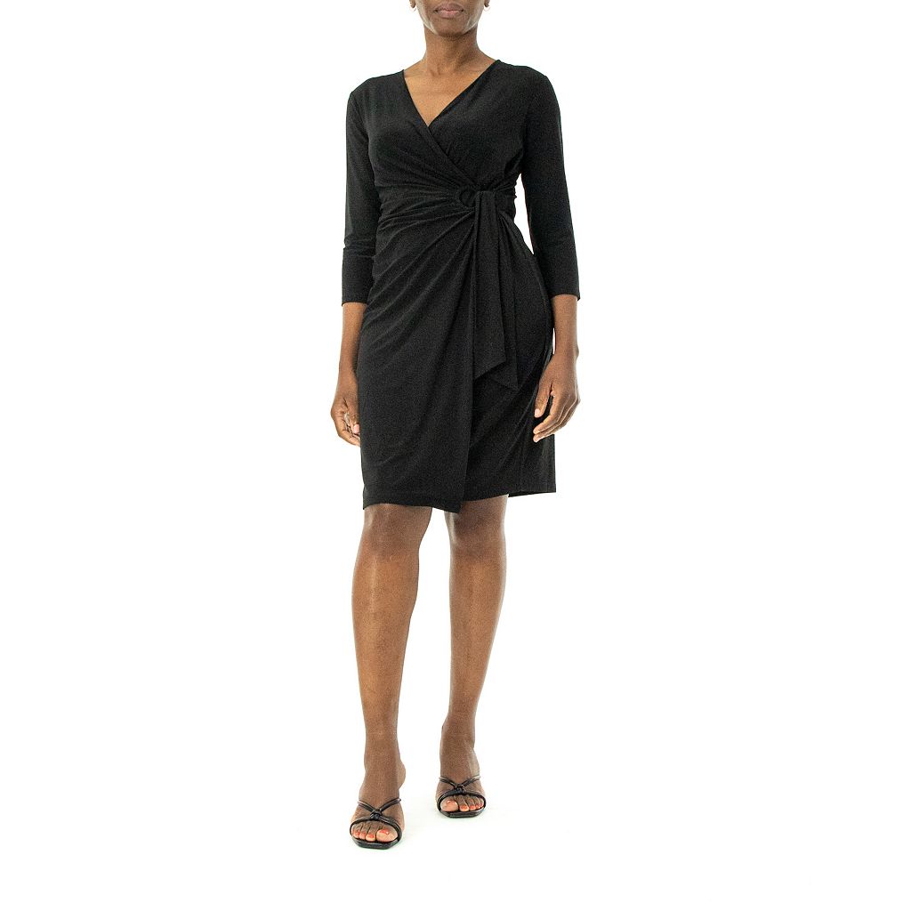ドレス 【 NINA LEONARD FAUX-WRAP DRESS / 】 レディースファッション