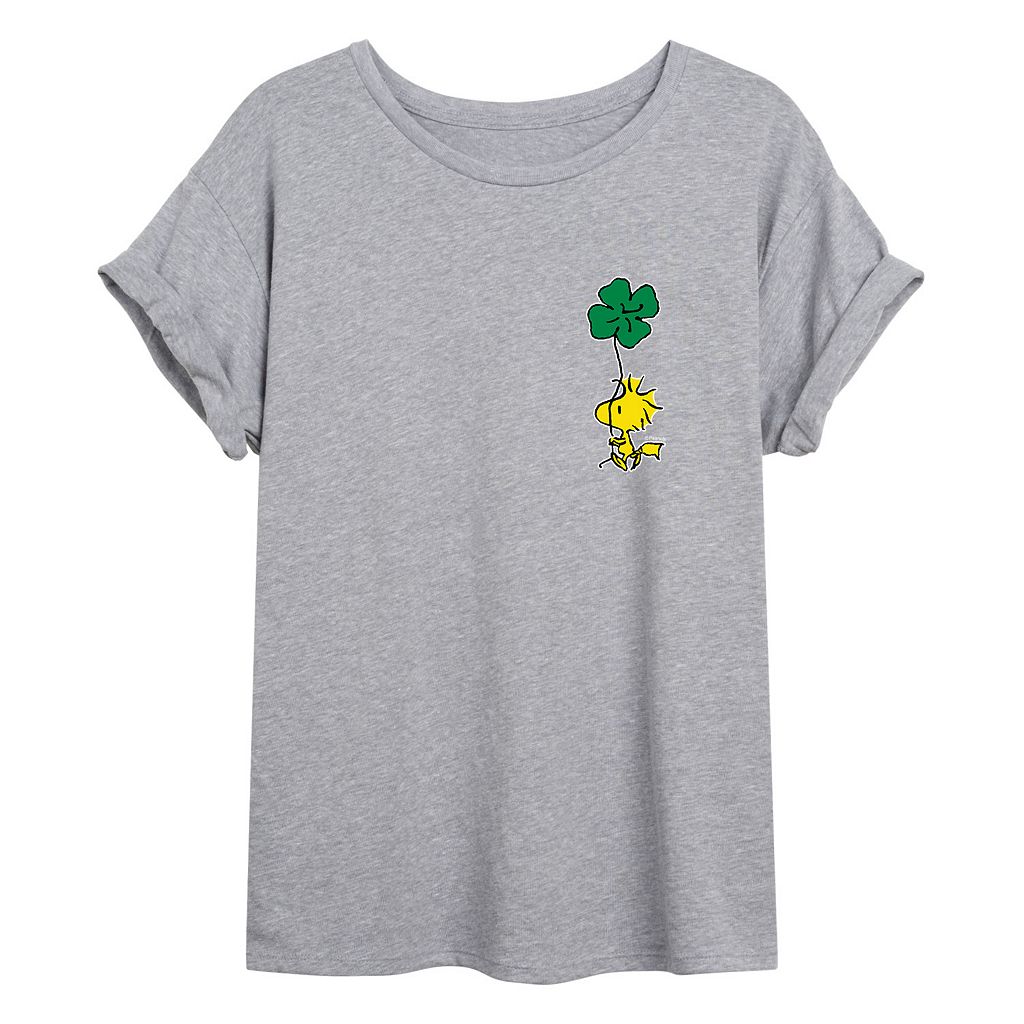 【★百貨店SALE★6/11夜夜中2時迄】文字記号 プルオーバー 薄墨色 薄墨色 【 LICENSED CHARACTER PEANUTS WOODSTOCK SHAMROCK TEE / GREY 】 キッズ もの言う花 マタニティ トップス カットソー