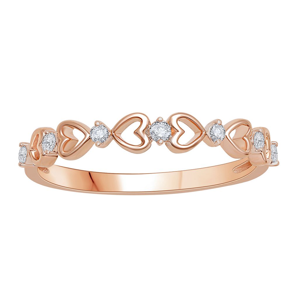 ローズ ゴールド ダイヤモンド T.W. 【 UNBRANDED 10K ROSE GOLD 1/10 CARAT DIAMOND HEART STACKABLE RING / 10K ROSE GOLD 】 ジュエリー アクセサリー レディースジュエリー 指輪 リング
