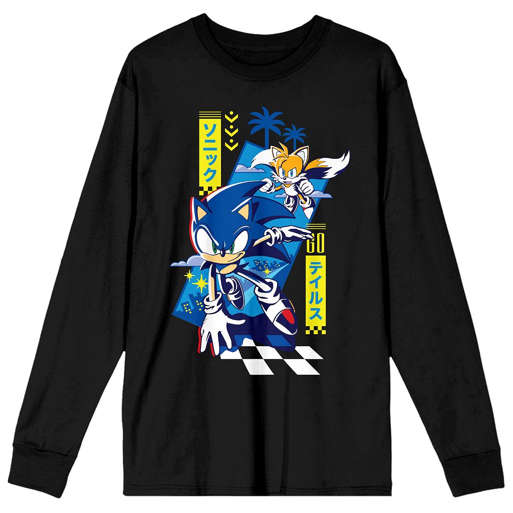 【★百貨店SALE★6/11真夜中2時迄】文字記号 ティーシャツ 黒いこと 黒いこと \u0026 【 LICENSED CHARACTER SONIC THE HEDGEHOG TAILS TEE / BLACK 】 メンズ流行り物 トップス カットソー