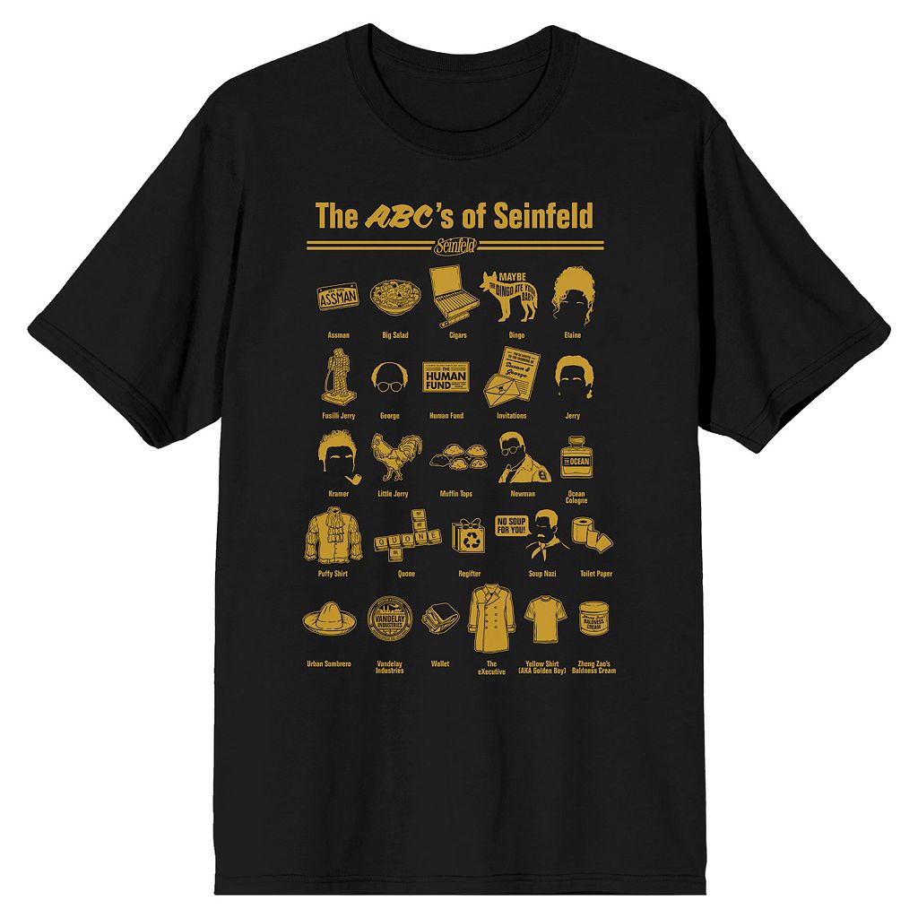 キャラクター Tシャツ 黒色 ブラック 【 LICENSED CHARACTER SEINFELD ABCS TEE / BLACK 】 メンズファッション トップス カットソー