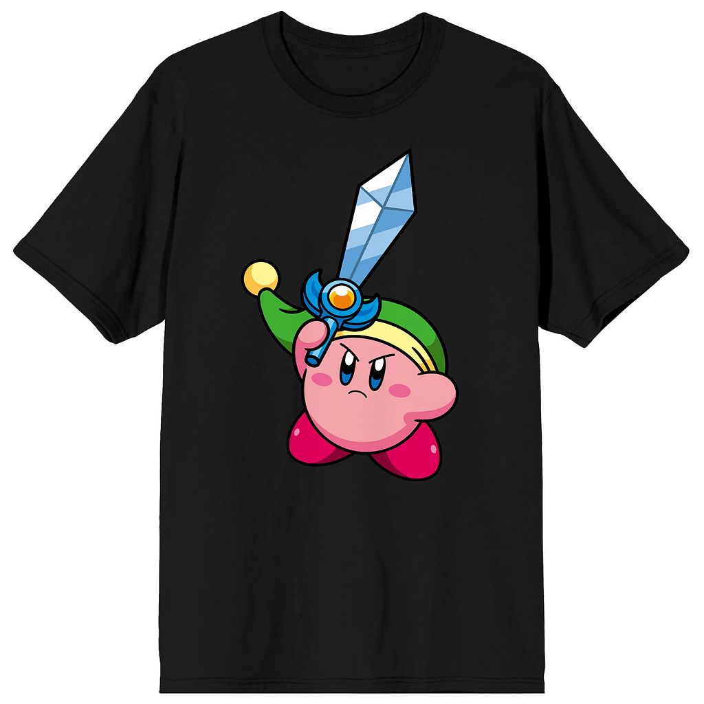 文字記号 さくら色 ティーシャツ 黒いこと 黒いこと 【 LICENSED CHARACTER KIRBY PINK MOCHI SWORD TEE / BLACK 】 メンズ流行り物 トップス カットソー Tシャツ・カットソー-トップス-メンズファッション