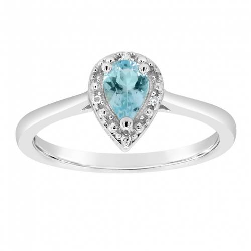 銀色 シルバー アクアマリン ダイヤモンド 【 CELEBRATION GEMS STERLING SILVER PEAR SHAPED GENUINE AQUAMARINE DIAMOND ACCENT FRAME RING / 】 ジュエリー アクセサリー レディースジュエリー 指輪 リング 25,086円