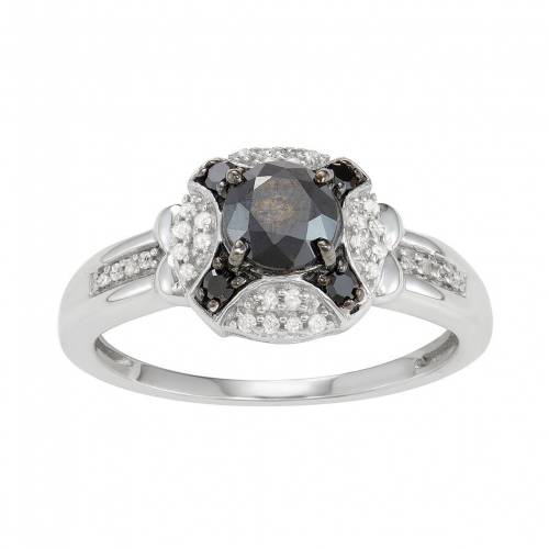 銀色 シルバー 黒色 ブラック 白色 ホワイト ダイヤモンド C.T. & 【 JEWELEXCESS STERLING SILVER 1 BLACK WHITE DIAMOND X RING / SILVERTONE 】 ジュエリー アクセサリー レディースジュエリー 指輪 リング