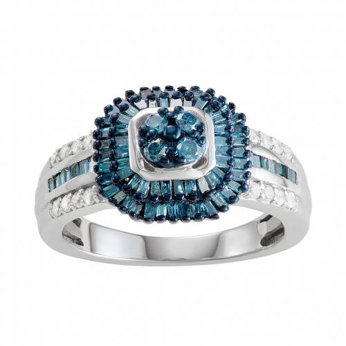 銀色 シルバー 青色 ブルー 白色 ホワイト ダイヤモンド C.T. & 【 JEWELEXCESS STERLING SILVER 1 BLUE WHITE DIAMOND RING / SILVERTONE 】 ジュエリー アクセサリー レディースジュエリー 指輪 リング