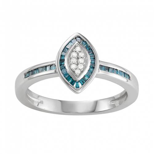 銀色 シルバー 青色 ブルー 白色 ホワイト ダイヤモンド C.T. & 【 JEWELEXCESS STERLING SILVER 1/4 BLUE WHITE DIAMOND MARQUISE RING / SILVERTONE 】 ジュエリー アクセサリー レディースジュエリー 指輪 リング