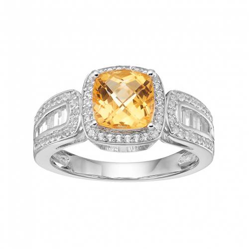 銀色 シルバー 白色 ホワイト 橙 オレンジ & 【 UNBRANDED STERLING SILVER CITRINE LAB-CREATED WHITE SAPPHIRE HALO RING / ORANGE 】 ジュエリー アクセサリー レディースジュエリー 指輪 リング