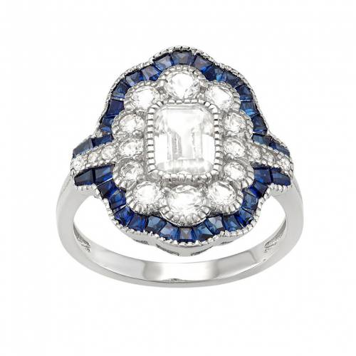 銀色 シルバー 白色 ホワイト 青色 ブルー & 【 UNBRANDED STERLING SILVER LAB-CREATED WHITE BLUE SAPPHIRE SCALLOPED RING / 】 ジュエリー アクセサリー レディースジュエリー 指輪 リング