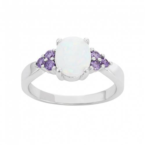 銀色 シルバー 紫 パープル & 【 UNBRANDED STERLING SILVER LAB-CREATED OPAL CUBIC ZIRCONIA RING / PURPLE 】 ジュエリー アクセサリー レディースジュエリー 指輪 リング