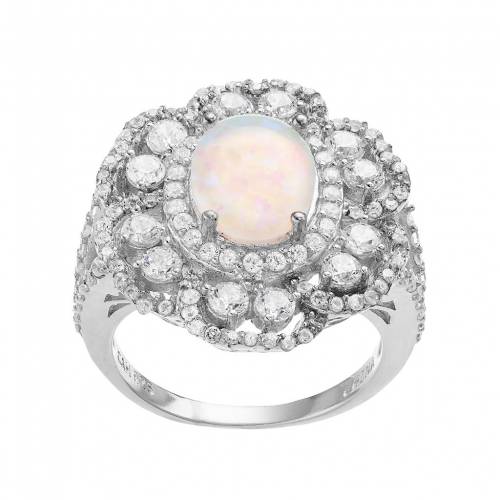 銀色 シルバー 白色 ホワイト & 【 SOPHIE MILLER STERLING SILVER LAB-CREATED OPAL CUBIC ZIRCONIA FLOWER RING / WHITE 】 ジュエリー アクセサリー レディースジュエリー 指輪 リング