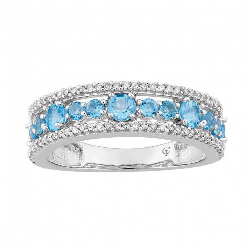 白色 ホワイト ゴールド 青色 ブルー ダイヤモンド & T.W. 【 UNBRANDED 10K WHITE GOLD SWISS BLUE TOPAZ 1/5 CARAT DIAMOND RING / 10K WHGOLD 】 ジュエリー アクセサリー レディースジュエリー 指輪 リング