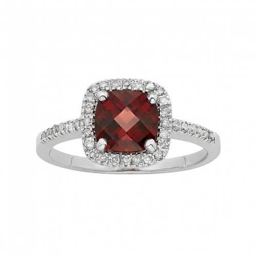 ダイヤモンド 白色 ホワイト ゴールド 赤 レッド & T.W. 【 UNBRANDED GARNET 1/5 CARAT DIAMOND 10K WHITE GOLD HALO RING / RED 】 ジュエリー アクセサリー レディースジュエリー 指輪 リング
