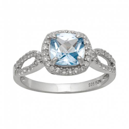 銀色 シルバー アクアマリン 白色 ホワイト 【 UNBRANDED STERLING SILVER LAB-CREATED AQUAMARINE AND WHITE SAPPHIRE HALO RING / MULTI 】 ジュエリー アクセサリー レディースジュエリー 指輪 リング|スニケス