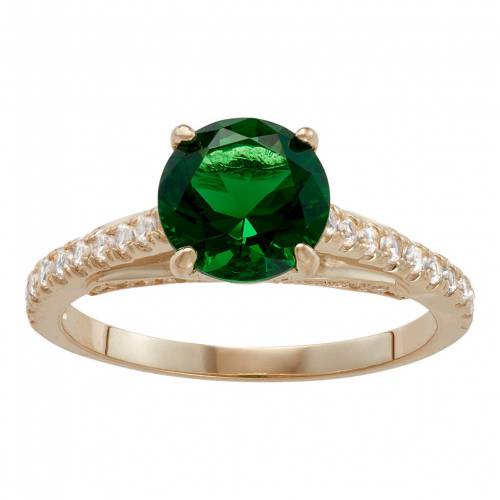 ゴールド 白色 ホワイト & 【 DESIGNS BY GIOELLI 10K GOLD SIMULATED EMERALD LAB-CREATED WHITE SAPPHIRE RING / 10K GOLD 】 ジュエリー アクセサリー レディースジュエリー 指輪 リング