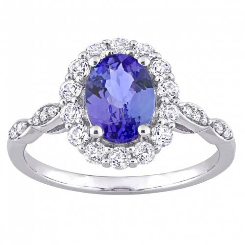 白色 ホワイト ゴールド ダイヤモンド ビンテージ ヴィンテージ & 【 STELLA GRACE 14K WHITE GOLD TANZANITE TOPAZ DIAMOND ACCENT HALO VINTAGE RING / 14K WHITE GOLD 】 ジュエリー アクセサリー レディースジュエリ