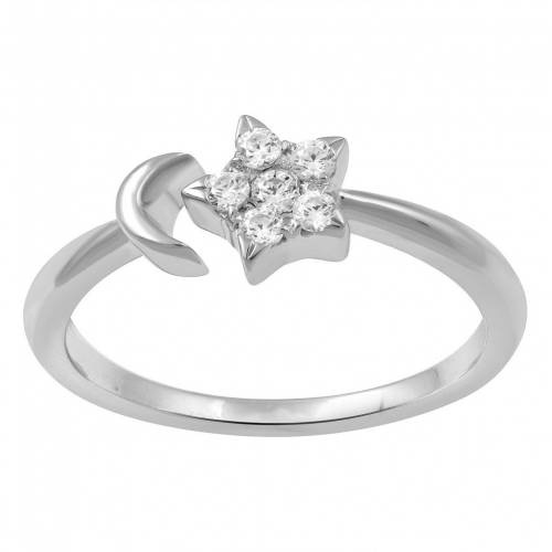 銀色 シルバー ダイヤモンド T.W. & 【 UNBRANDED STERLING SILVER 1/5 CARAT DIAMOND MOON STAR RING / STERLING SILVER 】 ジュエリー アクセサリー レディースジュエリー 指輪 リング｜スニケス 28,258円